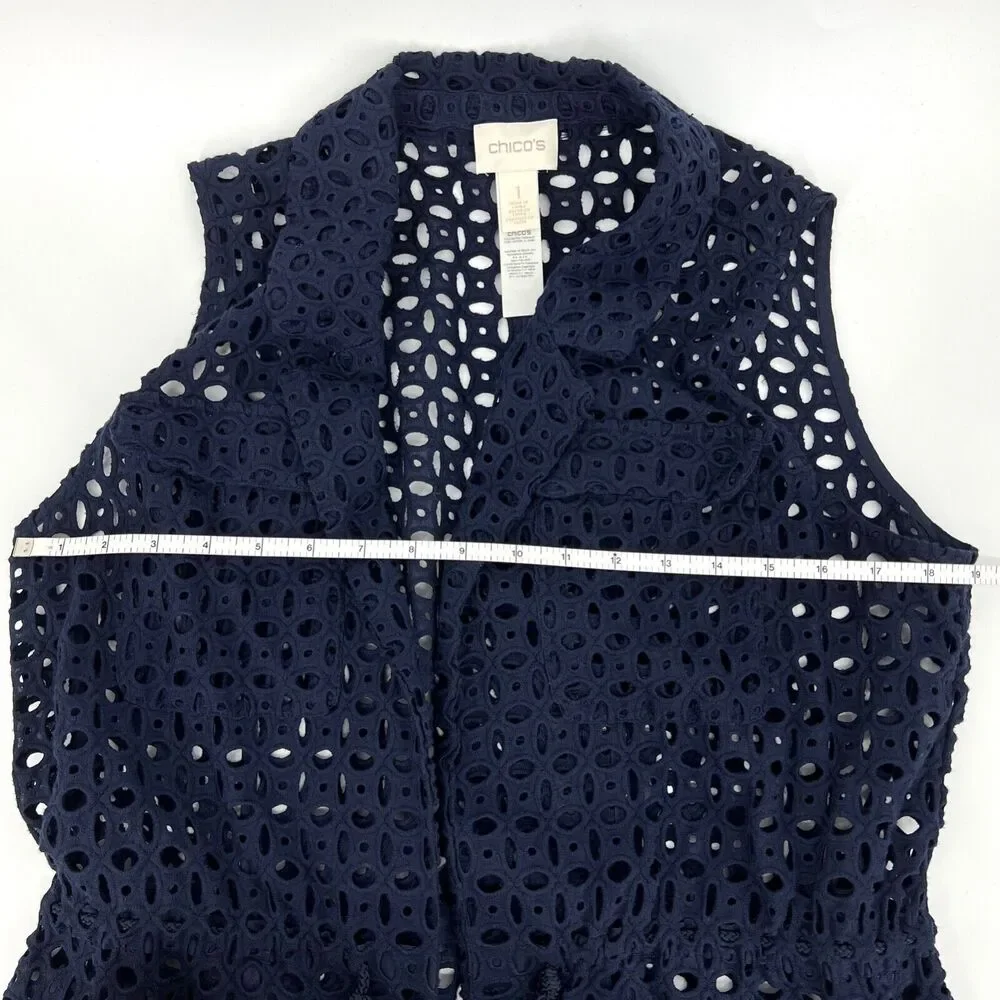 Chico's Navy Eyelet Swim Cover-Up Chico's Size 1 M (8)